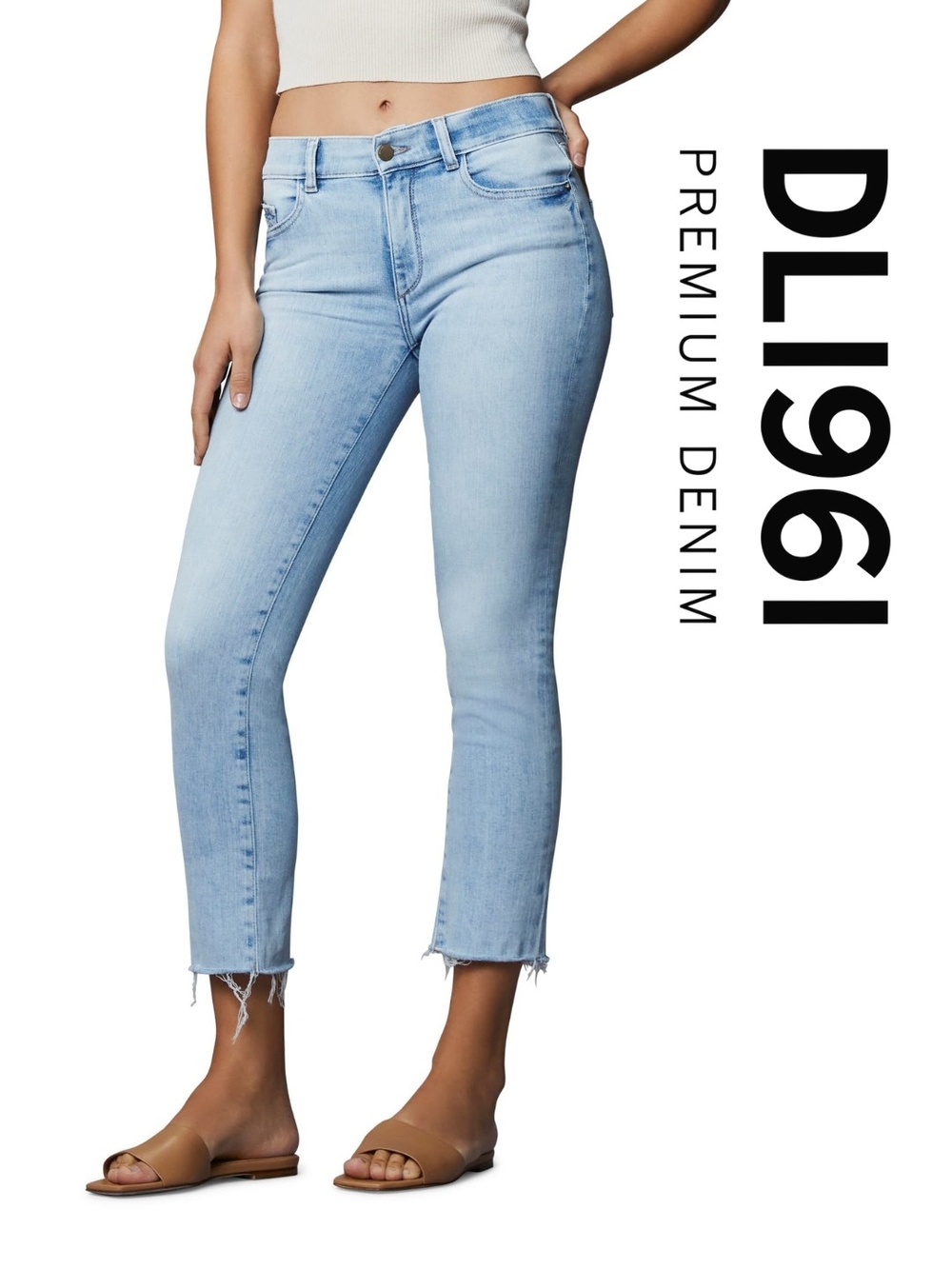 DL1961 - Mara Straight Mid-Rise Instasculpt Ankle in Jet Stream Raw 29W 27L